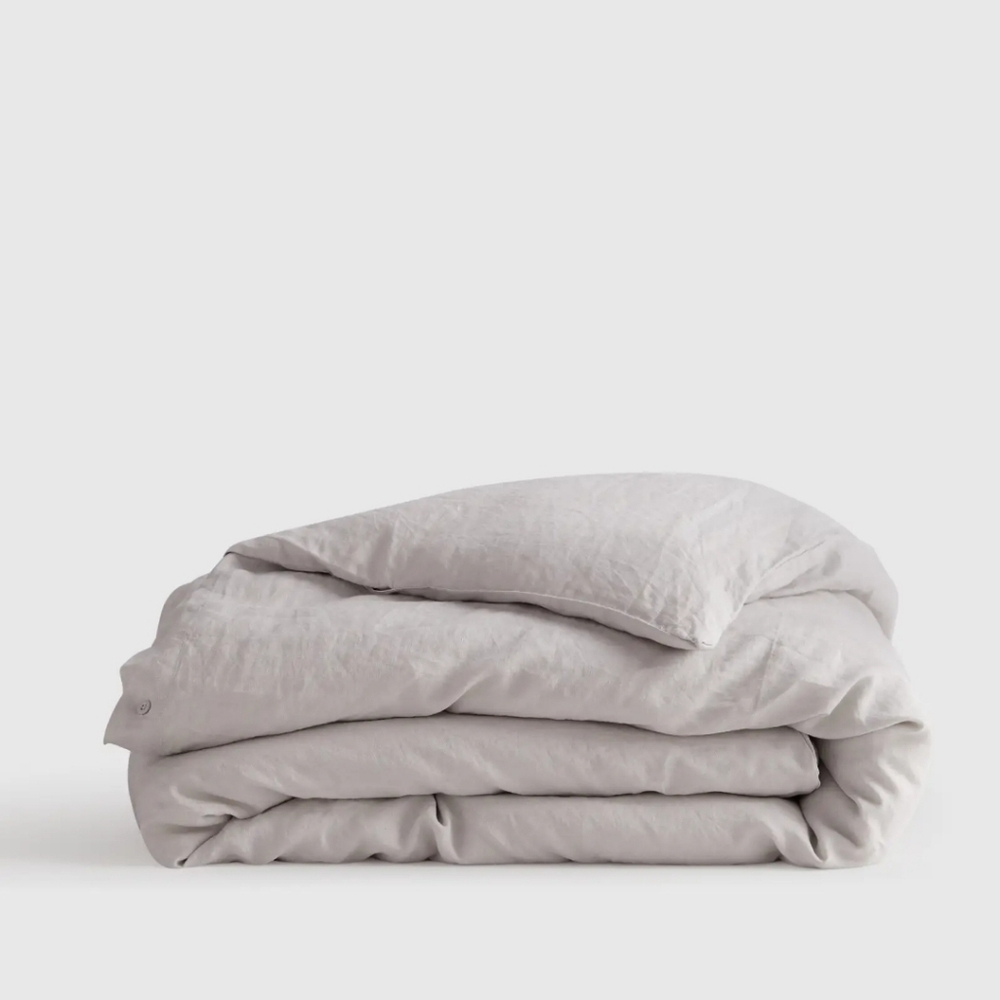 Quince European Linen Light Gray Duvet Cover! Full/ Queen (24D)